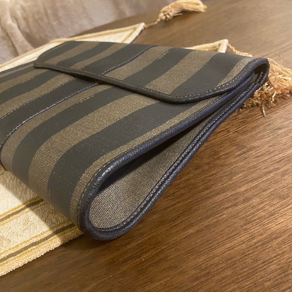 Fendi Brown and Black Striped Clutch Bag - Picture 9 of 16